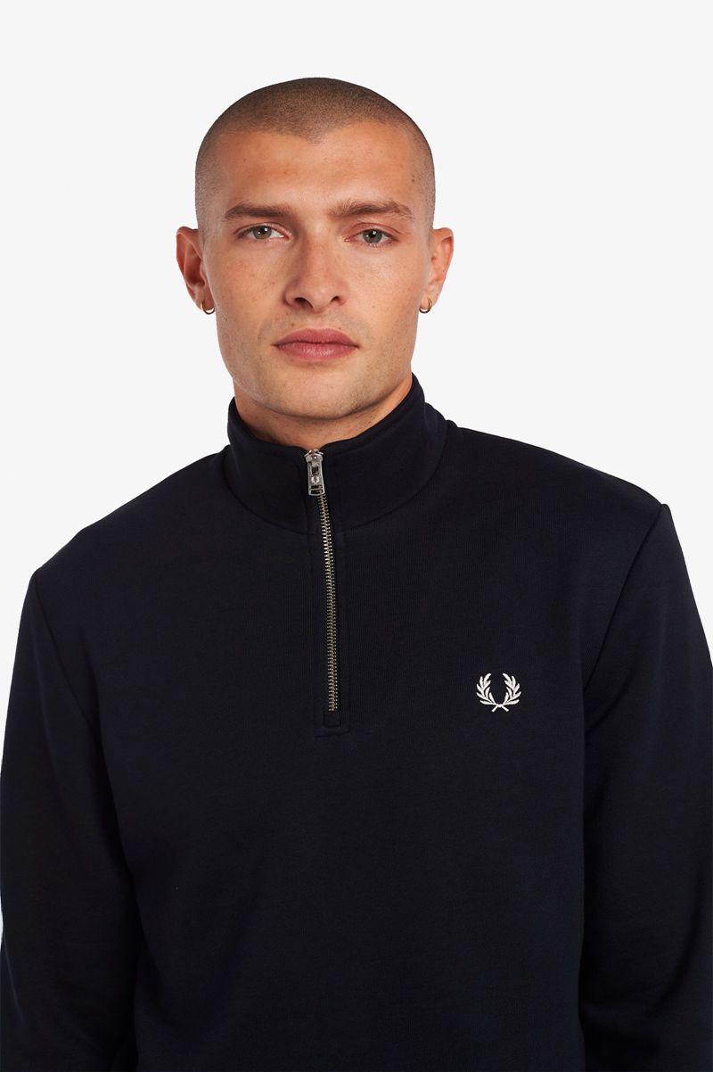 Navy Fred Perry Half Zip Men's Sweatshirts | PH 1585JPQJ